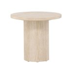 Table basse Harold 50 cm ronde beige avec pied cannelé design