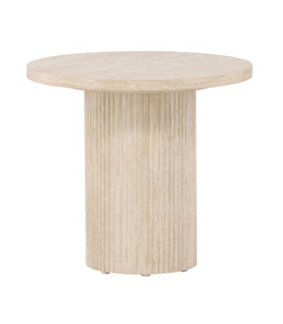 Table basse Harold 50 cm ronde beige avec pied cannelé design