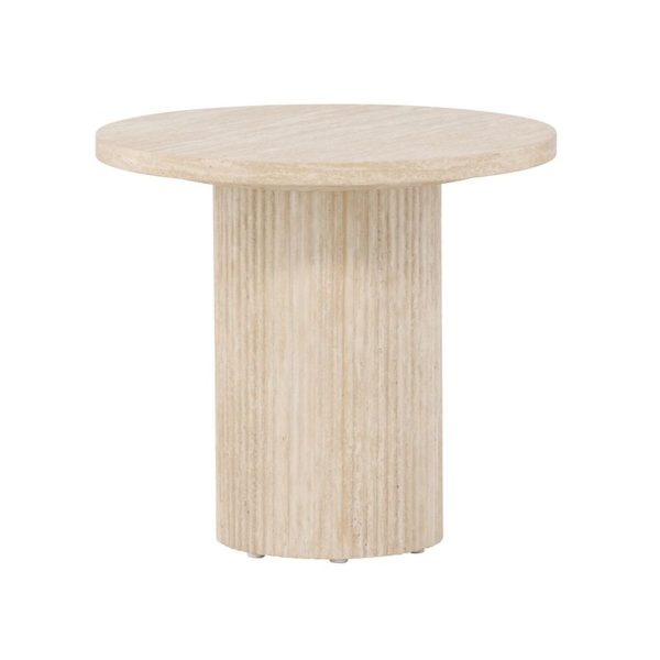Table basse Harold 50 cm ronde beige avec pied cannelé design