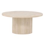 Table basse Harold 80 cm ronde beige avec pied cannelé design