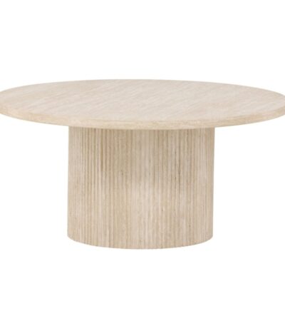 Table basse Harold 80 cm ronde beige avec pied cannelé design