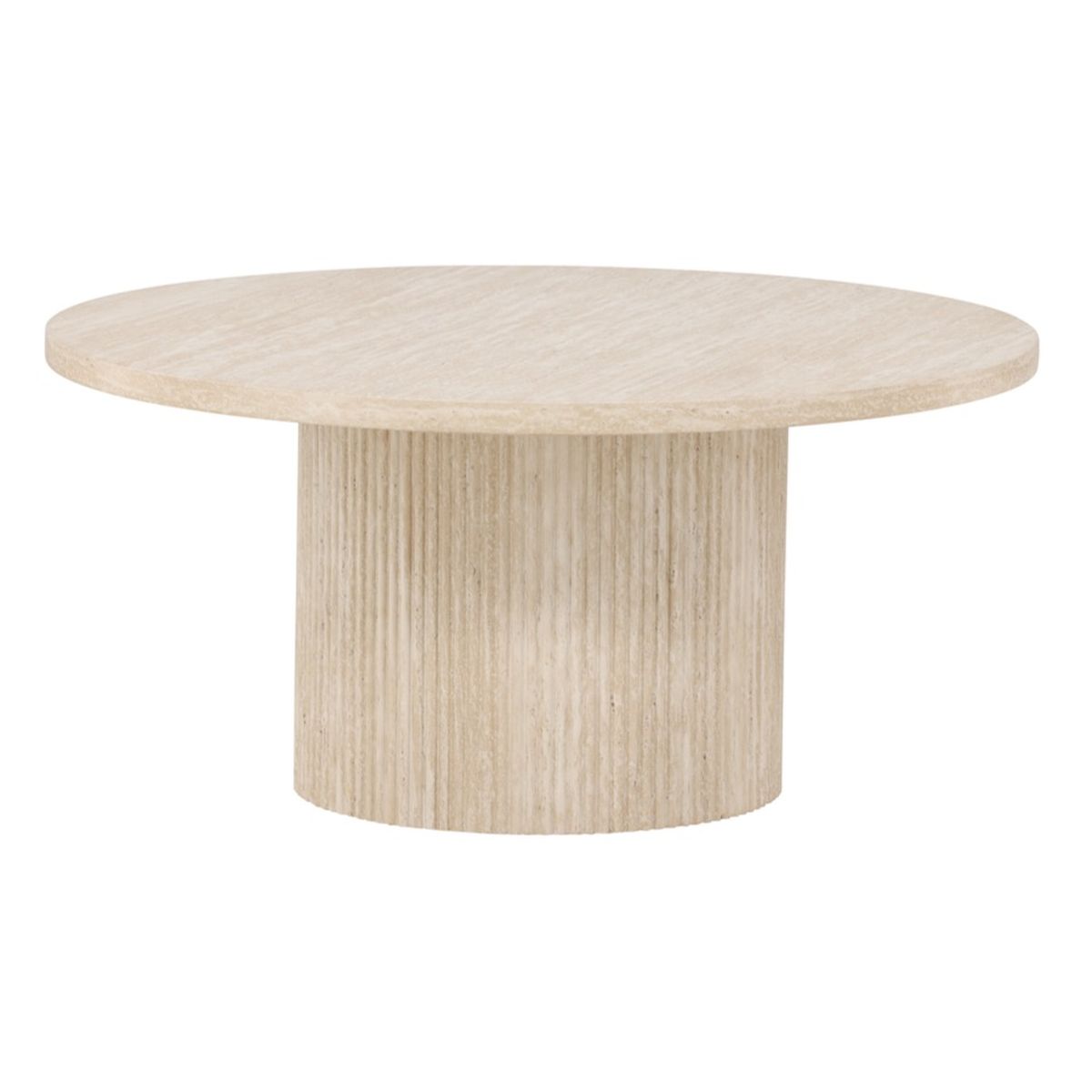 Table basse Harold 80 cm ronde beige avec pied cannelé design