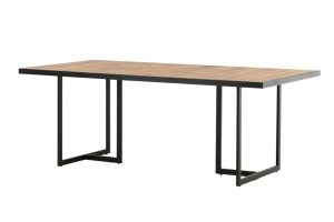Table de jardin Khoi en acacia avec structure acier noir pour terrasse