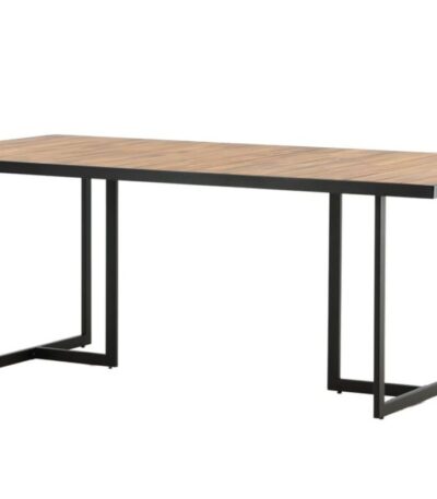 Table de jardin Khoi en acacia avec structure acier noir pour terrasse