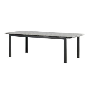 Table de jardin Leya extensible avec plateau effet bois et structure aluminium pour terrasse