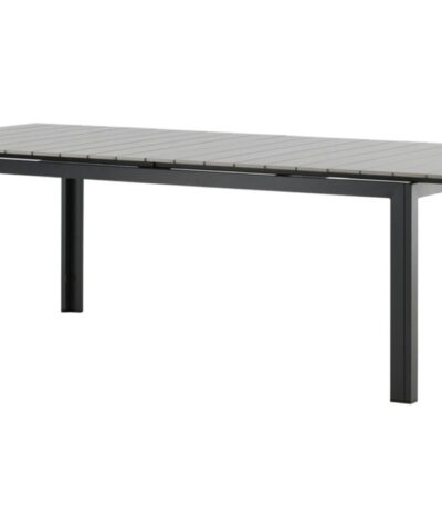Table de jardin Leya extensible avec plateau effet bois et structure aluminium pour terrasse