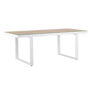 Table de jardin Meave en aluminium avec plateau en verre pour terrasse