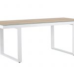 Table de jardin Meave en aluminium avec plateau en verre pour terrasse
