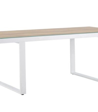 Table de jardin Meave en aluminium avec plateau en verre pour terrasse