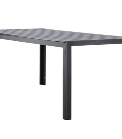 Table de jardin Milane en aluminium avec plateau Polywood effet bois pour terrasse
