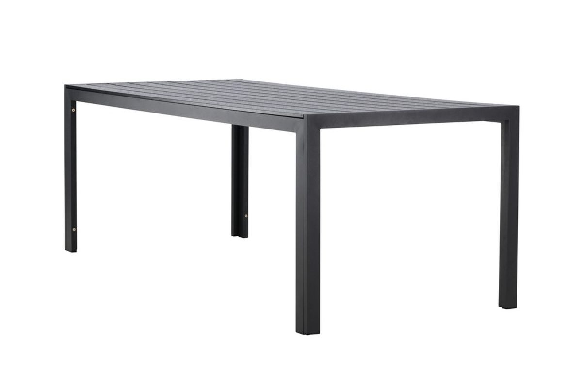 Table de jardin Milane en aluminium avec plateau Polywood effet bois pour terrasse