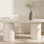 Table ovale Alba 200 cm – Plateau effet travertin