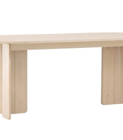 Table de salle à manger ovale Tyra avec plateau clair et structure stable, grande table conviviale pour salle à manger
