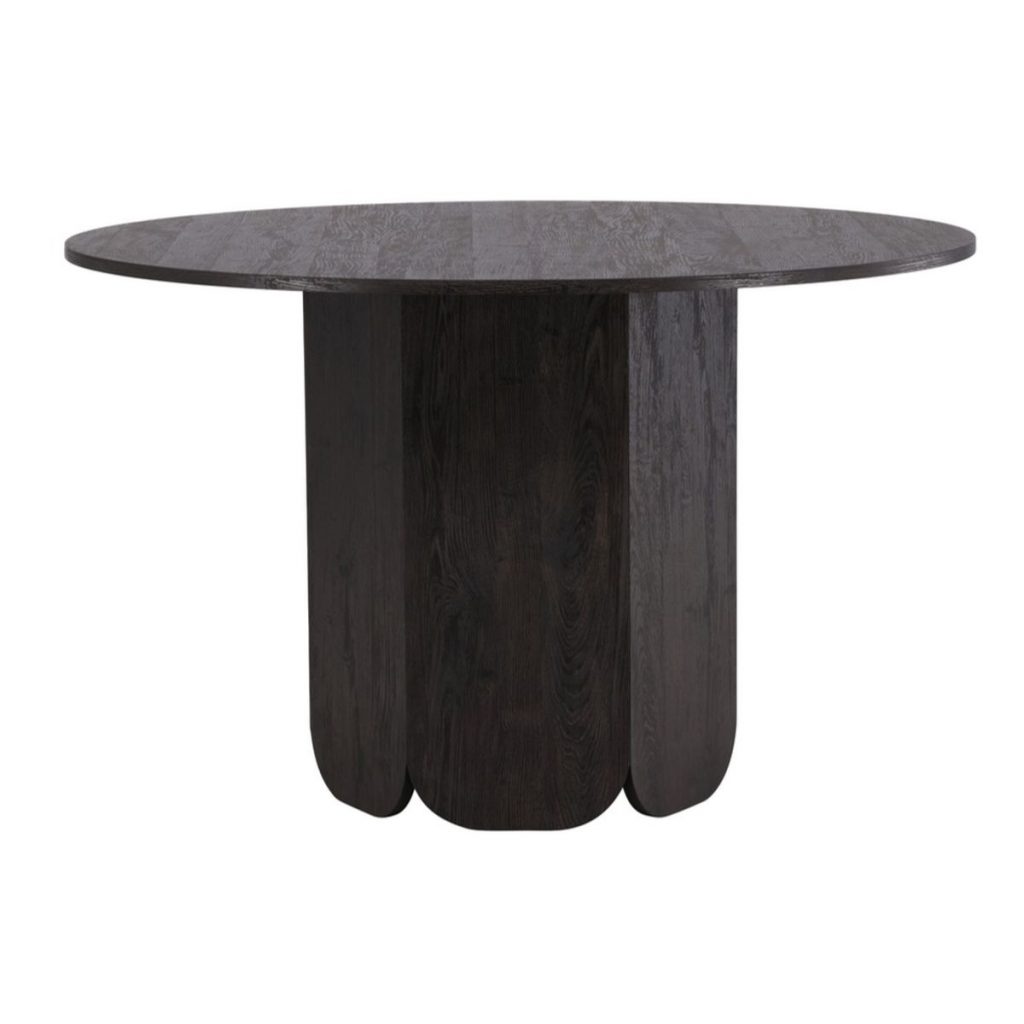 Table ronde Telma noire 120 cm avec pied central, table à manger 4 places design