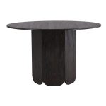 Table ronde Telma noire 120 cm avec pied central, table à manger 4 places design