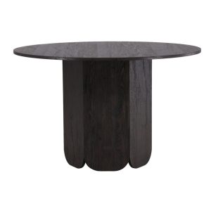 Table ronde Telma noire 120 cm avec pied central, table à manger 4 places design