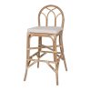 Tabouret de bar Avel en rotin avec coussin, tabouret haut naturel pour îlot central ou cuisine