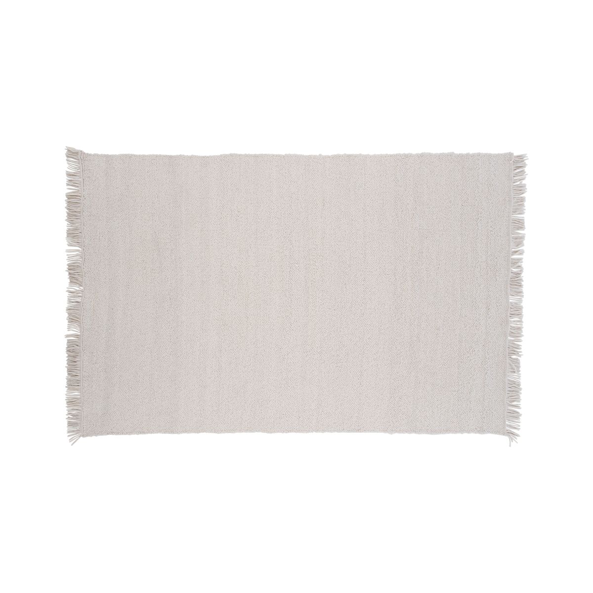 Tapis en laine LÉA blanc 300x200 cm avec franges, tapis texturé pour salon ambiance naturelle