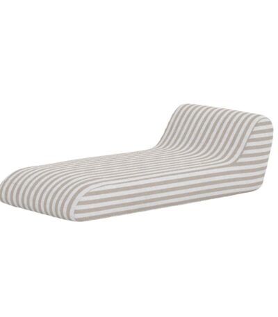 Transat Réjan à rayures beige et blanc pour bord de piscine, terrasse ou jardin