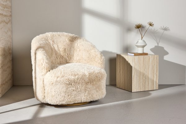 Fauteuil Asiel en fourrure beige