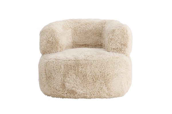 Fauteuil Gerry en fourrure blanc cassé