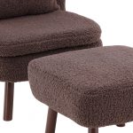 Fauteuil Rye tissu teddy marron avec repose-pieds (1) Fauteuil de salon Hadol à dossier haut