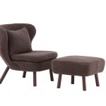 Fauteuil Rye tissu teddy marron avec repose-pieds (11) Fauteuil de salon Hadol à dossier haut