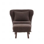 Fauteuil Rye tissu teddy marron avec repose-pieds (2) Fauteuil de salon Hadol à dossier haut