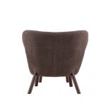 Fauteuil Rye tissu teddy marron avec repose-pieds (8) Fauteuil de salon Hadol à dossier haut