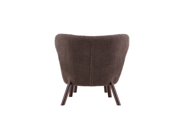 Fauteuil Rye tissu teddy marron avec repose-pieds (8) Fauteuil de salon Hadol à dossier haut