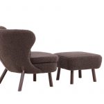 Fauteuil Rye tissu teddy marron avec repose-pieds (9) Fauteuil de salon Hadol à dossier haut