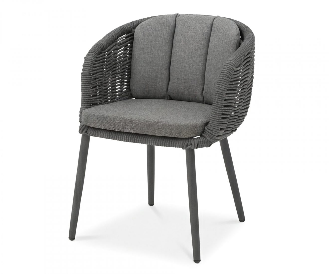 Fauteuil de repas extérieur Porto anthracite avec structure aluminium et corde en oléfine