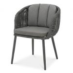 Fauteuil de repas extérieur Porto anthracite avec structure aluminium et corde en oléfine