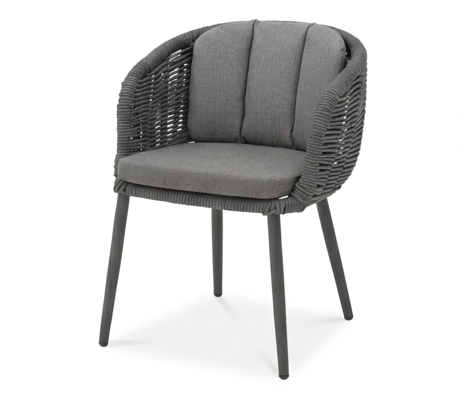 Fauteuil de repas extérieur Porto anthracite avec structure aluminium et corde en oléfine
