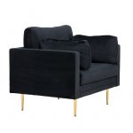 Fauteuil de salon Bosco noir pieds laiton