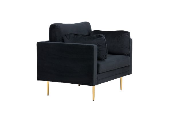 Fauteuil de salon Bosco noir pieds laiton