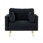 Fauteuil de salon Bosco noir pieds laiton