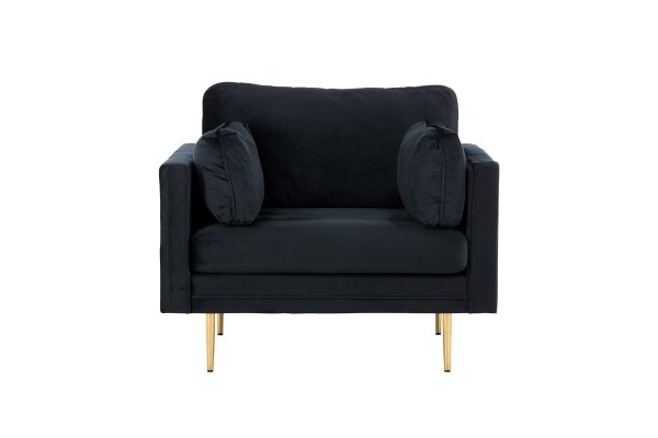 Fauteuil de salon Bosco noir pieds laiton