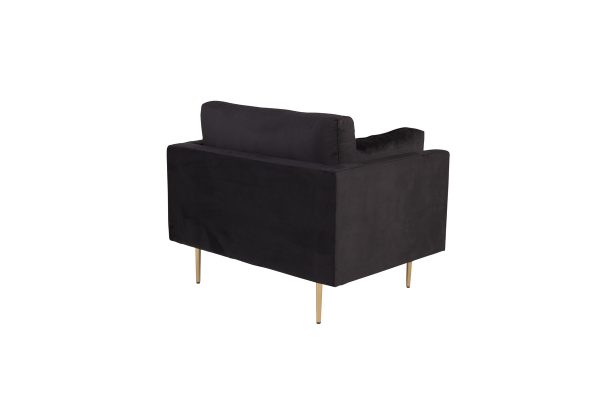 Fauteuil de salon Bosco noir pieds laiton