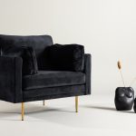Fauteuil de salon Bosco noir pieds laiton