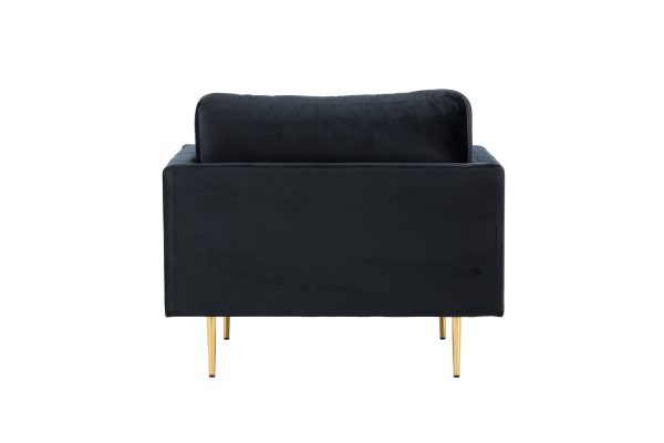 Fauteuil de salon Bosco noir pieds laiton