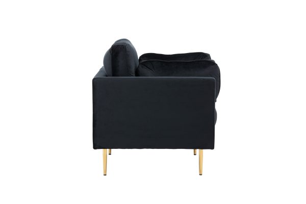 Fauteuil de salon Bosco noir pieds laiton