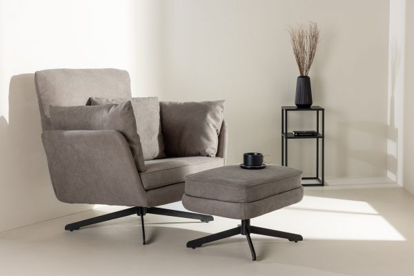 Fauteuil gris avec repose-pieds Magalas
