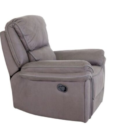 Fauteuil inclinable gris Salvino en microfibre avec repose-jambes intégré dans un salon contemporain