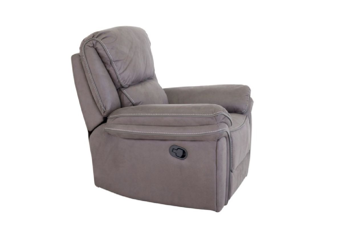 Fauteuil inclinable gris Salvino en microfibre avec repose-jambes intégré dans un salon contemporain
