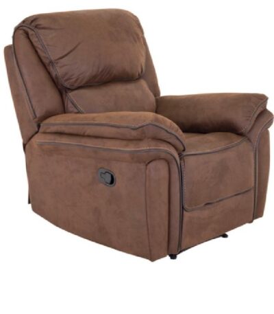 Fauteuil inclinable marron Salvino en microfibre avec repose-jambes intégré dans un salon contemporain