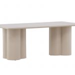 Table basse beige Olga 120x60 cm, table basse rectangulaire avec pieds design pour salon