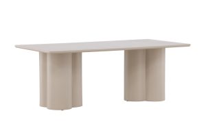 Table basse beige Olga 120x60 cm, table basse rectangulaire avec pieds design pour salon
