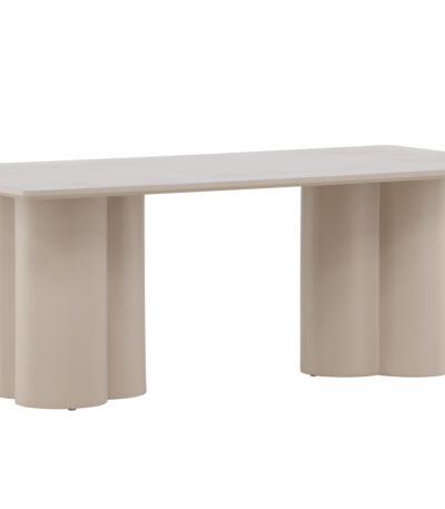 Table basse beige Olga 120x60 cm, table basse rectangulaire avec pieds design pour salon