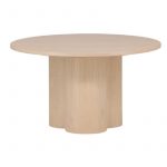 Table basse blanchie Olga esprit rotin home (1) Table basse blanchie Olga en MDF, table basse ronde effet bois avec piètement sculptural